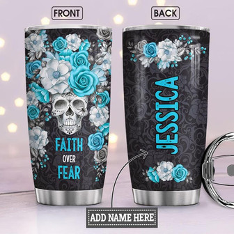 Skull Faith Personalized Stainless Steel Tumbler 20Oz - Thegiftio UK
