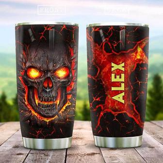 Skull In Fire Personalized Stainless Steel Tumbler 20Oz - Thegiftio UK