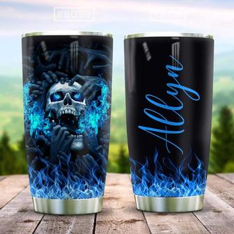 Skull Hell Fire Personalized Stainless Steel Tumbler 20Oz - Thegiftio UK