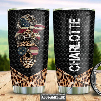 Skull Leopard Personalized Stainless Steel Tumbler 20Oz - Thegiftio UK