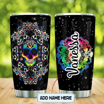 Skull Mandala Personalized Stainless Steel Tumbler 20Oz - Thegiftio UK