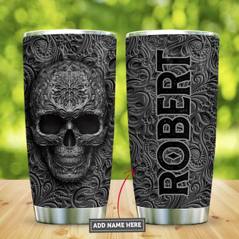 Skull Pattern Black Personalized Stainless Steel Tumbler 20Oz - Thegiftio UK