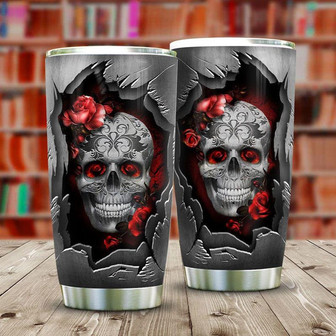 Tattoo Skull Metal Style Stainless Steel Tumbler 20Oz - Thegiftio UK