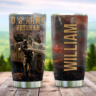 Us Army Veteran Personalized Stainless Steel Tumbler 20Oz - Thegiftio