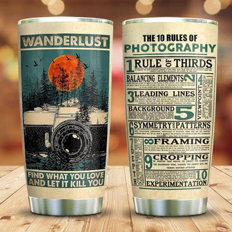 Wanderlust Camera Rule Stainless Steel Tumbler 20Oz - Thegiftio UK