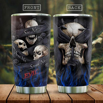 Wise Skull See No Hear No Speak No Stainless Steel Tumbler 20Oz - Thegiftio UK