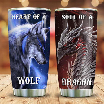Wolf Heart Dragon Soul Stainless Steel Tumbler 20Oz - Thegiftio UK