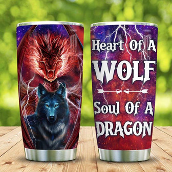 Wolf Heart Dragon Soul Stainless Steel Tumbler 20Oz - Thegiftio UK