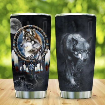 Wolf Native American Stainless Steel Tumbler 20Oz - Thegiftio UK