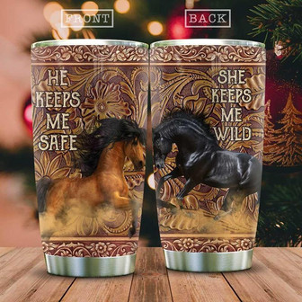 Wooden Style Horse Wild Couple Stainless Steel Tumbler 20Oz - Thegiftio