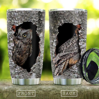 Wooden Style Owl In The Tree Stainless Steel Tumbler 20Oz - Thegiftio