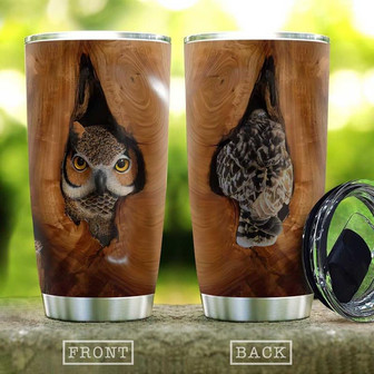 Wooden Style Owl Tree Stainless Steel Tumbler 20Oz - Thegiftio