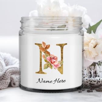 Personalized Initial "n" Monogram Candle, Soy Wax Candle Jar 9oz For Mom, Sister Bestie Bridesmaid, Scented Candle Gift, Custom Gold Initial Candle Letter N - Thegiftio UK