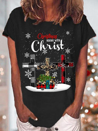 Women's Christmas Begin With Christ Casual T-shirt - Thegiftio UK
