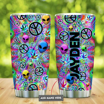 Alien Tide Dye Hippie Personalized Stainless Steel Tumbler 20Oz - Thegiftio UK