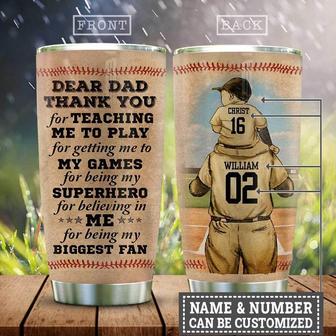 Baseball Daddy With His Son Customize Personalized Stainless Steel Tumbler 20Oz - Thegiftio UK