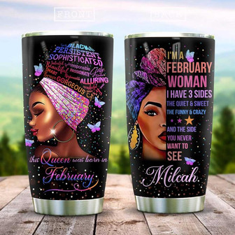 Black Women February Personalized Stainless Steel Tumbler 20Oz - Thegiftio UK