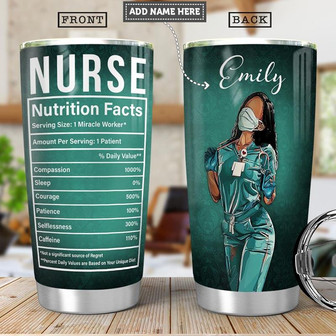 Black Nurse Facts Personalized Stainless Steel Tumbler 20Oz - Thegiftio UK