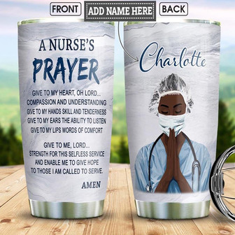 Black Nurse Faith Personalized Stainless Steel Tumbler 20Oz - Thegiftio UK