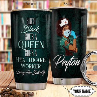 Black Nurse Personalized Stainless Steel Tumbler 20Oz - Thegiftio UK