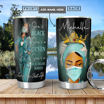 Black Nurse Personalized Stainless Steel Tumbler 20Oz - Thegiftio UK