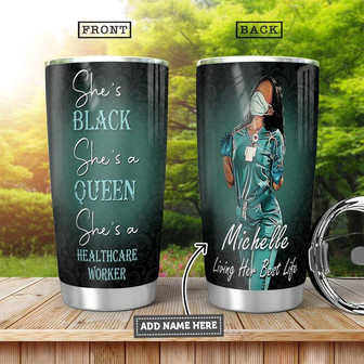Black Nurse Personalized Stainless Steel Tumbler 20Oz - Thegiftio UK