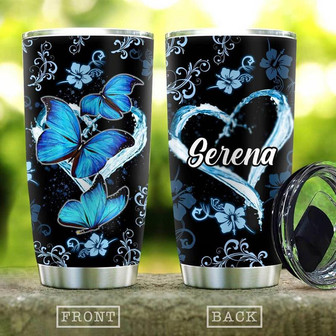 Blue Butterfly Personalized Stainless Steel Tumbler 20Oz - Thegiftio UK