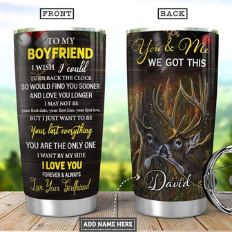 To Boyfriend Deer Personalized Stainless Steel Tumbler 20Oz - Thegiftio