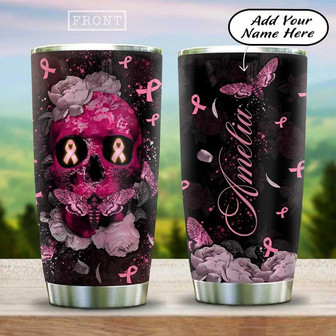 Brc Skull Butterfly Personalized Stainless Steel Tumbler 20Oz - Thegiftio