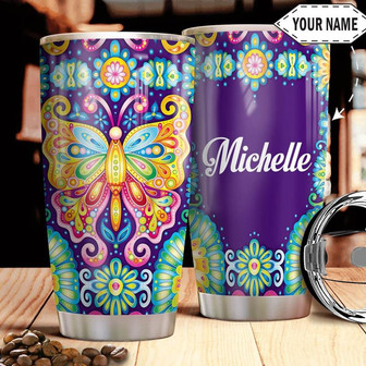 Butterfly Colorful Personalized Stainless Steel Tumbler 20Oz - Thegiftio UK
