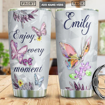 Butterfly Crystal Style Personalized Stainless Steel Tumbler 20Oz - Thegiftio UK