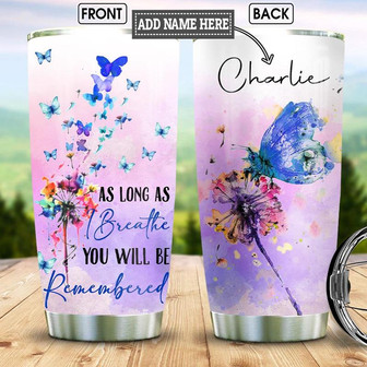 Butterfly Dandelion Personalized Stainless Steel Tumbler 20Oz - Thegiftio
