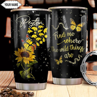 Butterfly Elephant Personalized Stainless Steel Tumbler 20Oz - Thegiftio UK