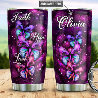 Butterfly Faith Art Personalized Stainless Steel Tumbler 20Oz - Thegiftio UK