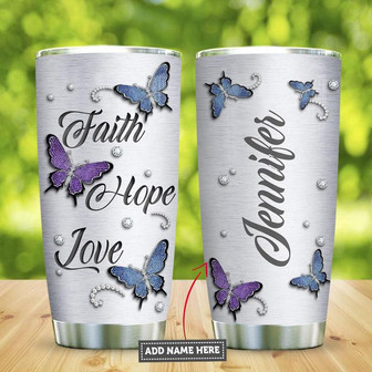 Butterfly Faith Hope Love Jewelry Style Personalized Stainless Steel Tumbler 20Oz - Thegiftio UK