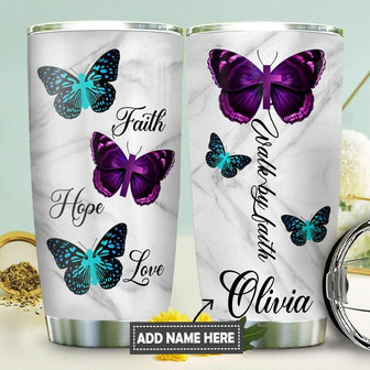 Butterfly Faith Hope Love Personalized Stainless Steel Tumbler 20Oz - Thegiftio UK