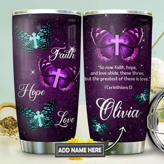 Butterfly Faith Hope Love Personalized Stainless Steel Tumbler 20Oz - Thegiftio UK