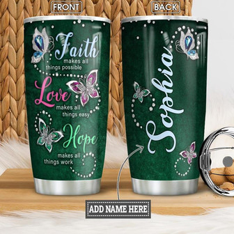 Butterfly Faith Personalized Stainless Steel Tumbler 20Oz - Thegiftio UK