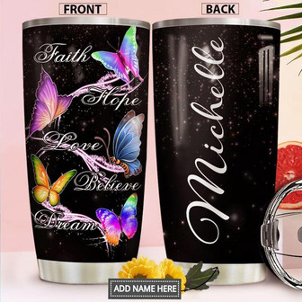 Butterfly Faith Personalized Stainless Steel Tumbler 20Oz - Thegiftio UK