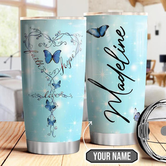 Butterfly Faith Personalized Stainless Steel Tumbler 20Oz - Thegiftio UK