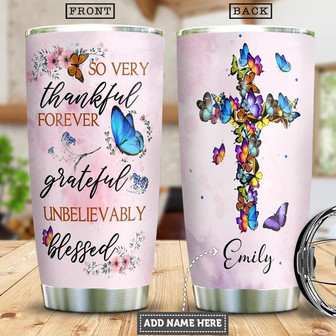 Butterfly Faith Personalized Stainless Steel Tumbler 20Oz - Thegiftio UK