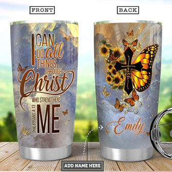 Butterfly Faith Personalized Stainless Steel Tumbler 20Oz - Thegiftio UK