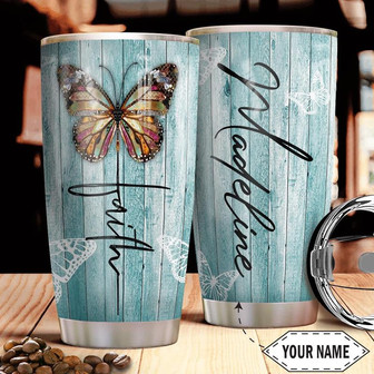 Butterfly Faith Personalized Stainless Steel Tumbler 20Oz - Thegiftio UK
