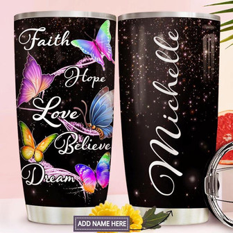 Butterfly Faith Personalized Stainless Steel Tumbler 20Oz - Thegiftio UK