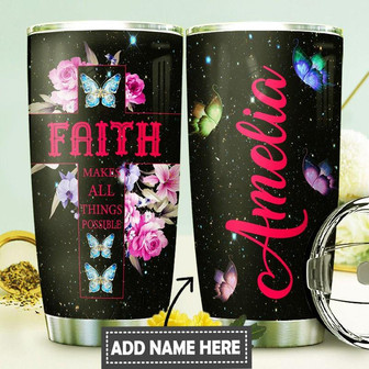 Butterfly Faith Personalized Stainless Steel Tumbler 20Oz - Thegiftio UK