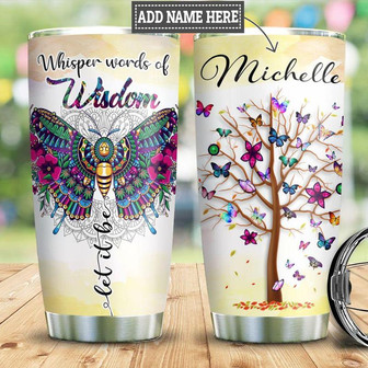 Butterfly Hippie Personalized Stainless Steel Tumbler 20Oz - Thegiftio UK