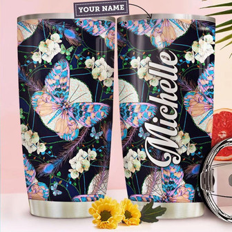 Butterfly Hippie Trippy Personalized Stainless Steel Tumbler 20Oz - Thegiftio UK