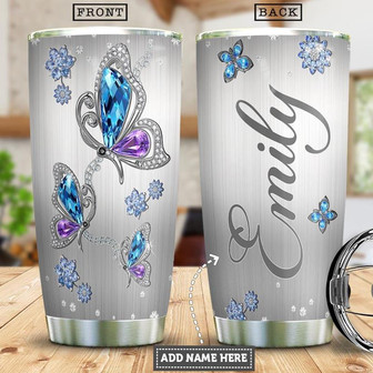 Butterfly Jewelry Style Personalized Stainless Steel Tumbler 20Oz - Thegiftio