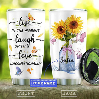 Butterfly Live In The Moment Personalized Stainless Steel Tumbler 20Oz - Thegiftio UK