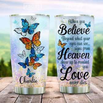Butterfly Love Never Dies Personalized Stainless Steel Tumbler 20Oz - Thegiftio UK